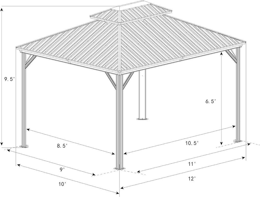 10ft x 12ft Grey Aluminum Gazebo I3011