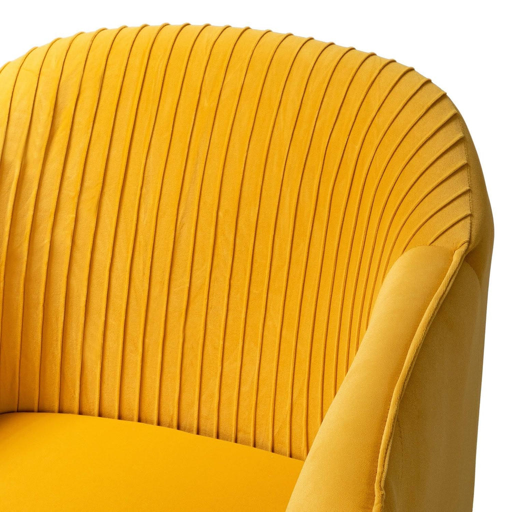 Mustard Upholstered Barrel Chair with Golden Base D7317