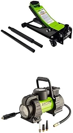 12-volt Compressor and 3 ton Low Profile Steel Floor Jack M4599