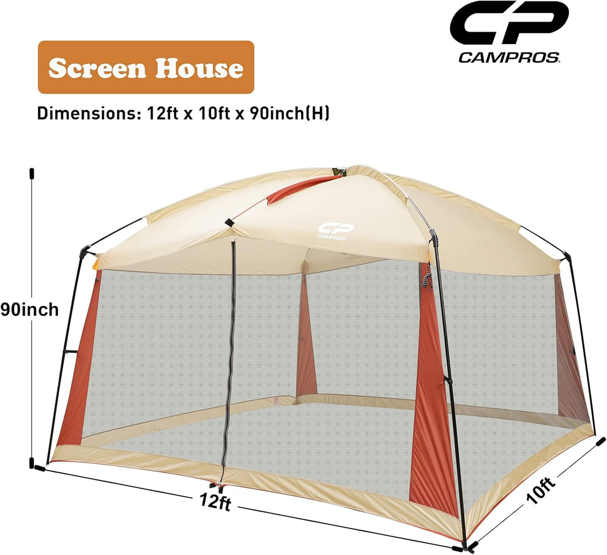 12 x 10 Ft Beige Screened Mesh Canopy Tent H201