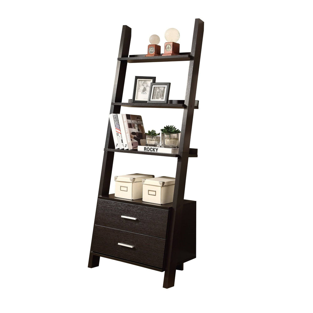 White Particle Board Bookcase with 2 Storage Drawers B88836
