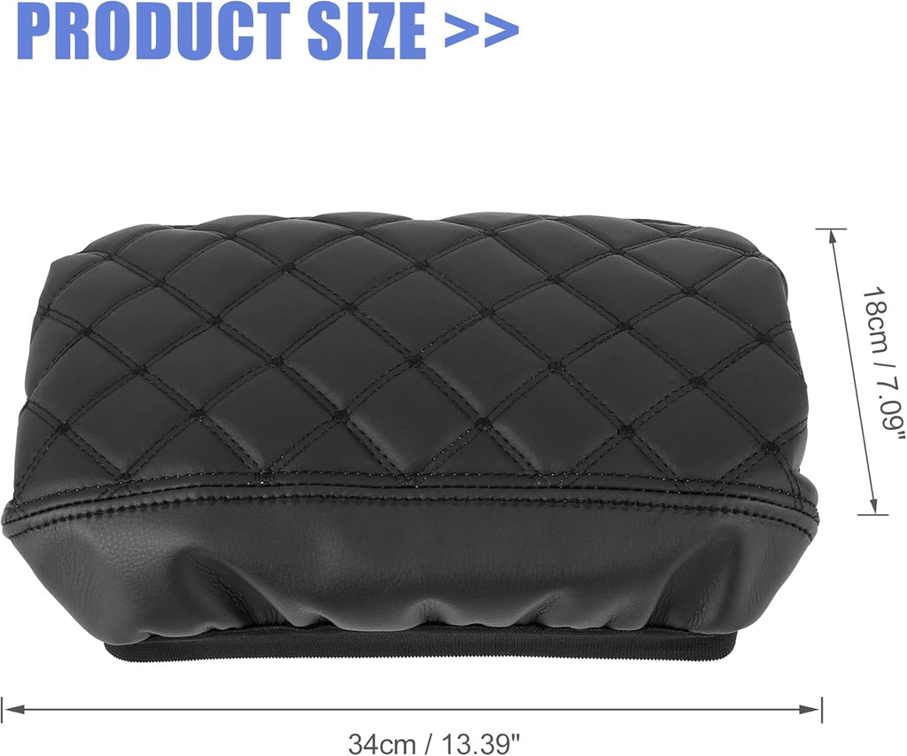 Black Microfiber Leather Center Console Lid Armrest Cover N59171