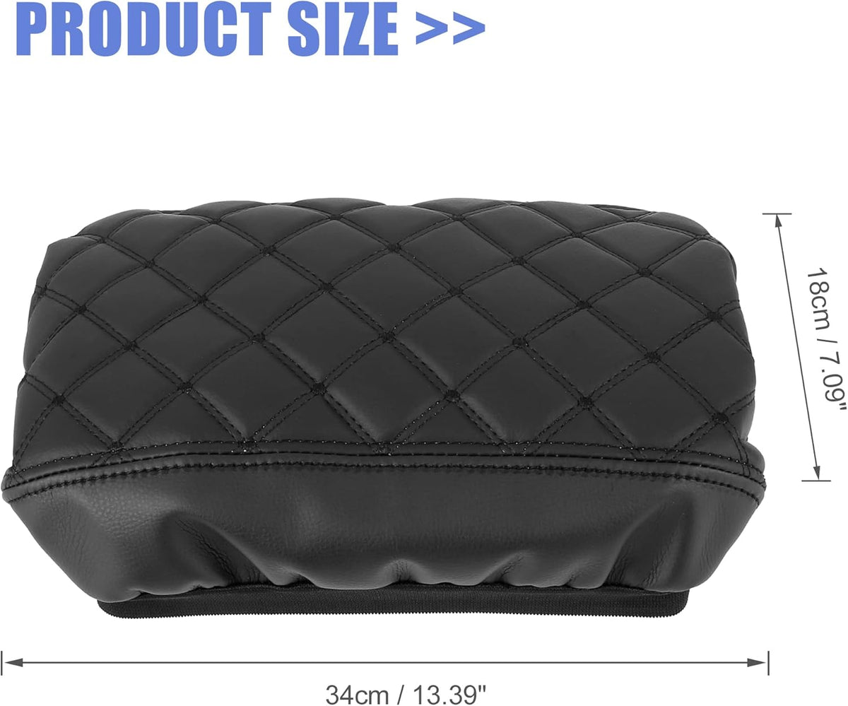 Black Microfiber Leather Center Console Lid Armrest Cover N59171