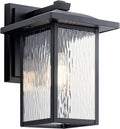 1 Light Outdoor Wall Light with Clear Water Glass in Textured Black H602