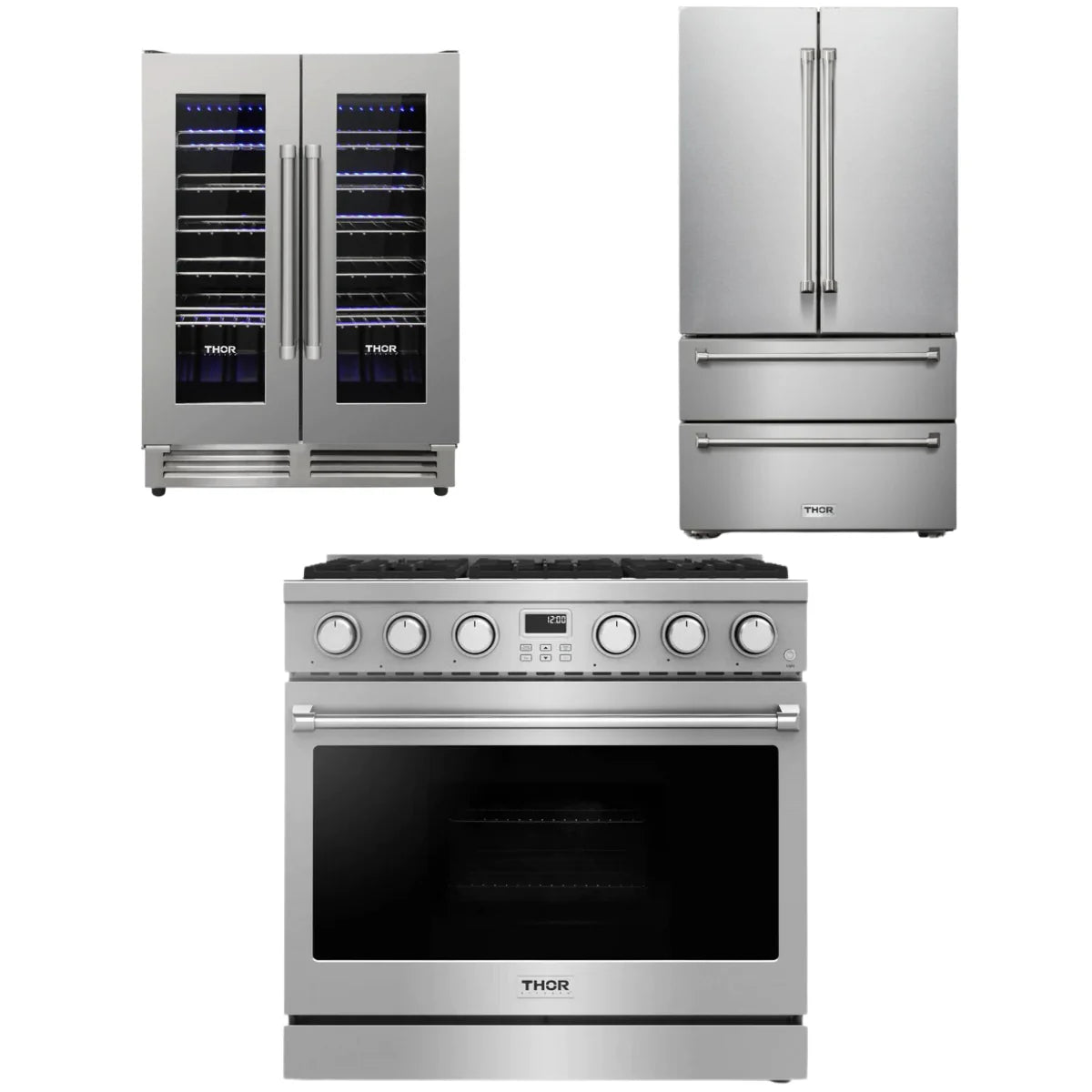 36 Gas Range, Refrigerator and Wine Cooler P8671