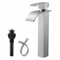 Brushed Nickel Waterfall Single Handle Bathroom Sink Faucet with Pop-up Drain P803698