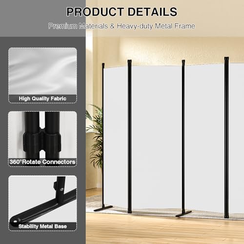 4-Panel White Privacy Screen with Support Foot F104682