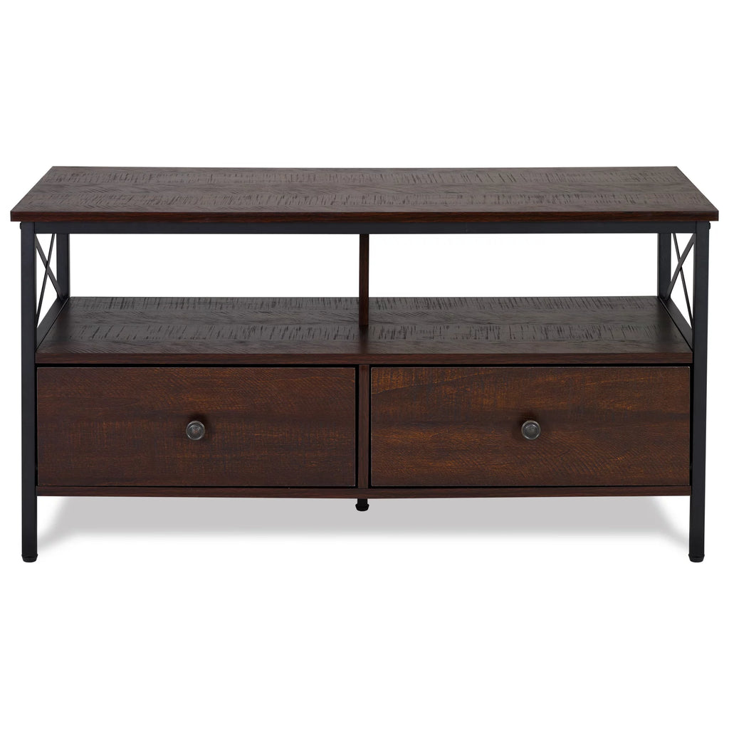 Metal and Wood TV Stand up to 50" Walnut E5481