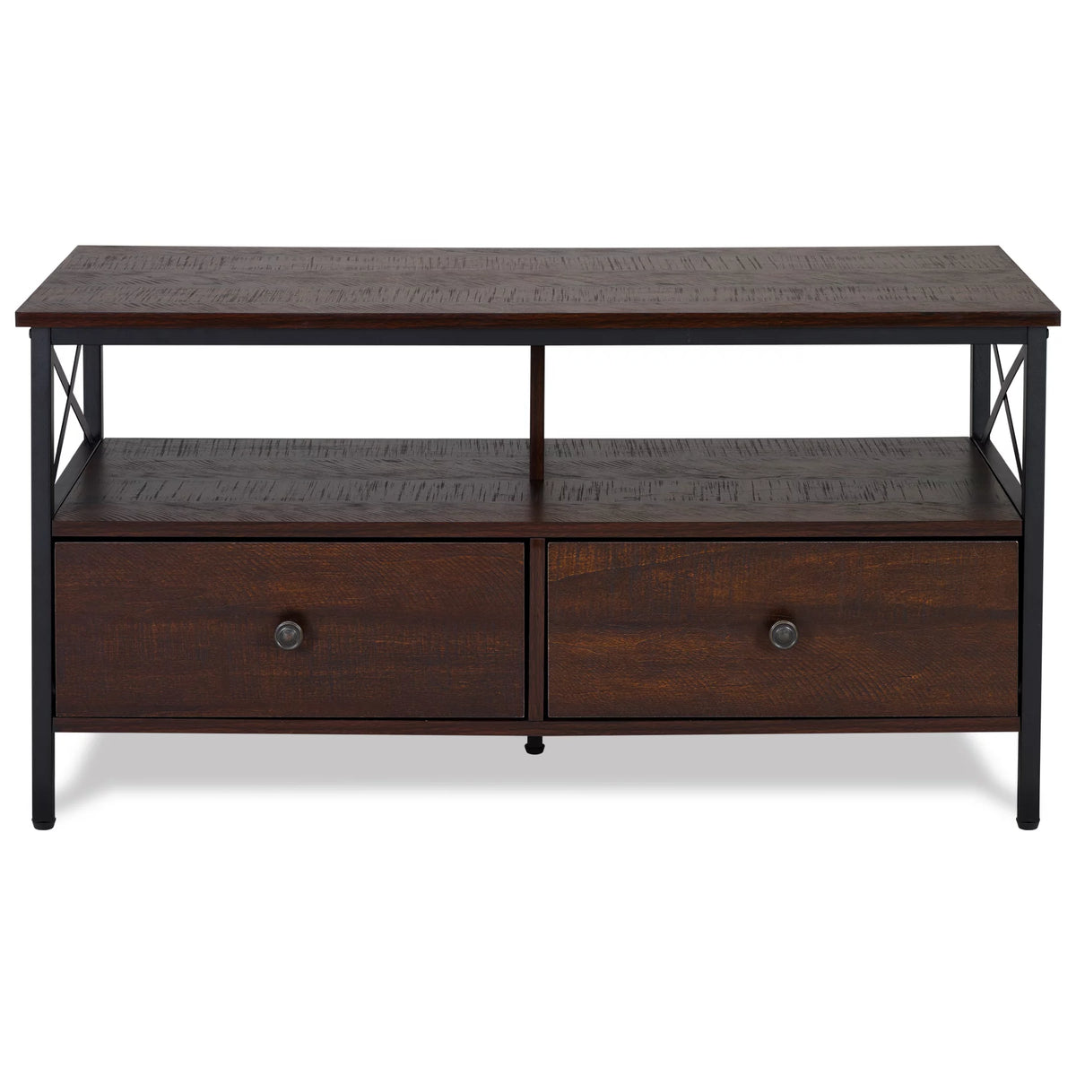 Metal and Wood TV Stand up to 50" Walnut E5481