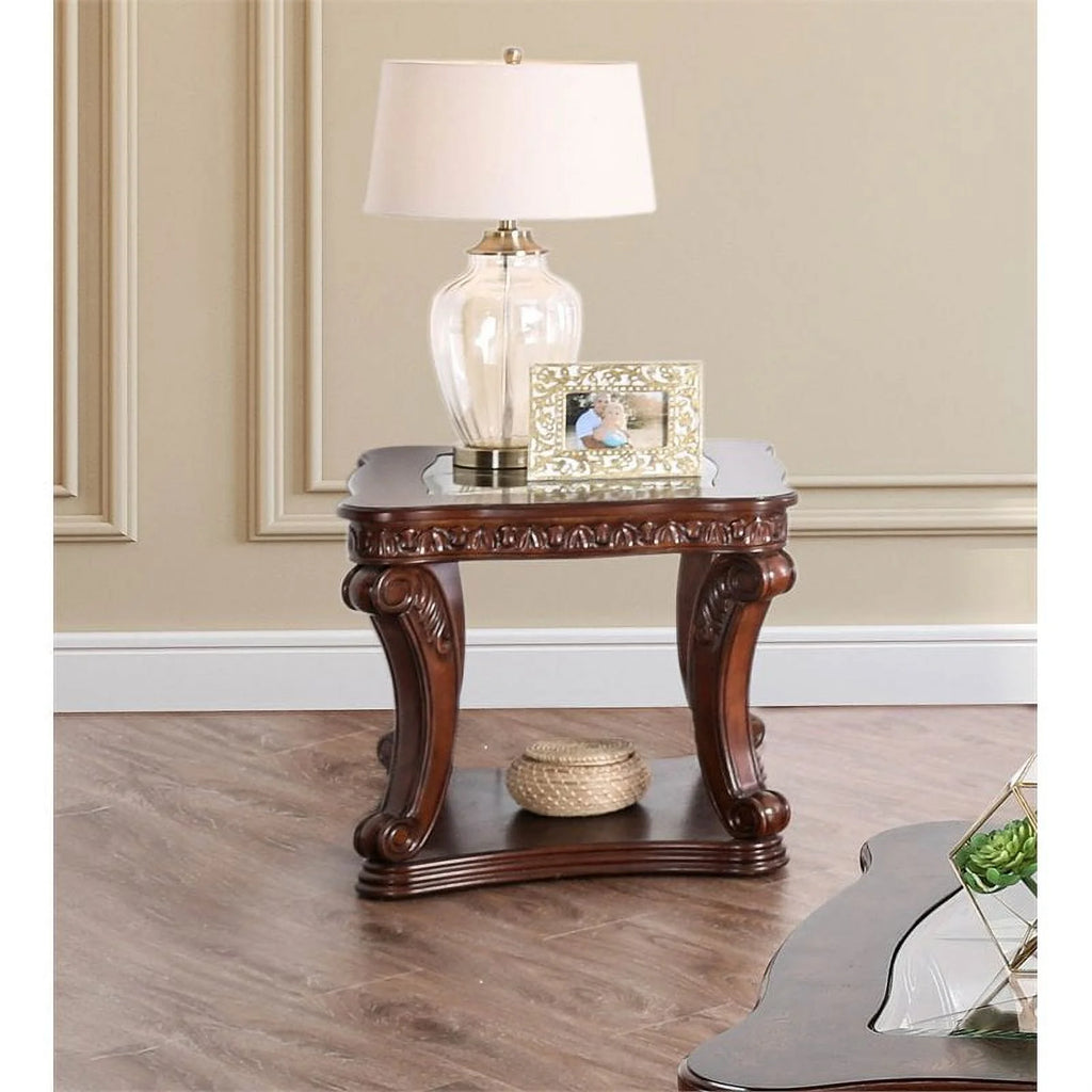Dark Oak Wood Open Shelf End Table F52798