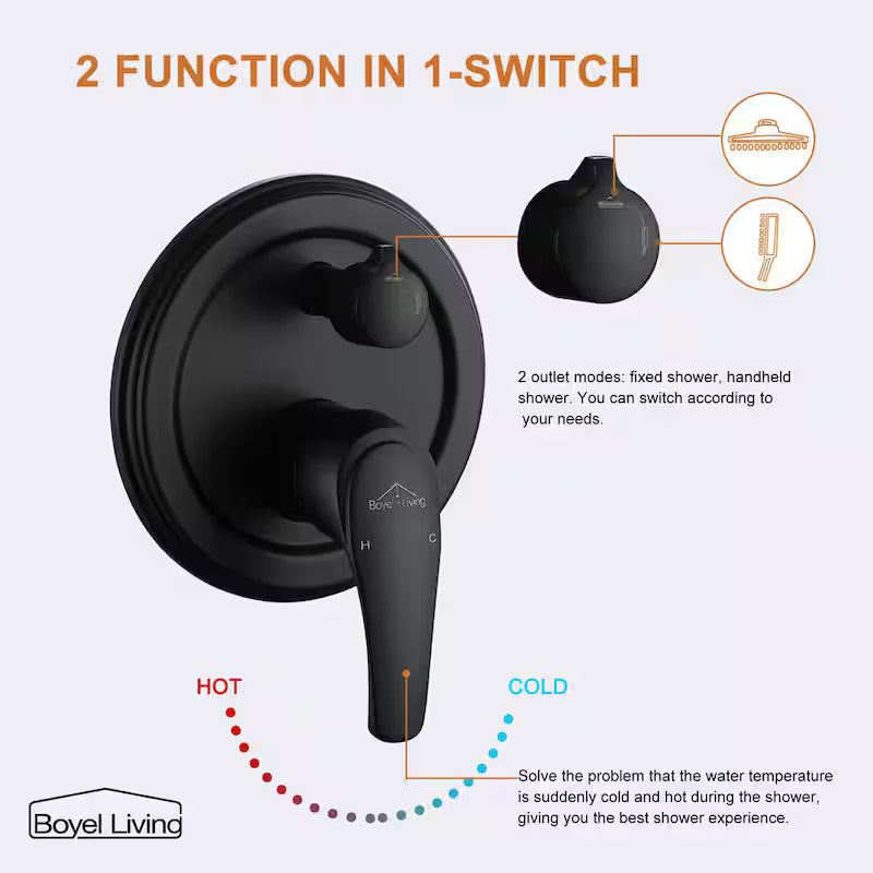 10 in. Wall Mount Dual Shower Heads with Rough-In Valve in Matte Black J837