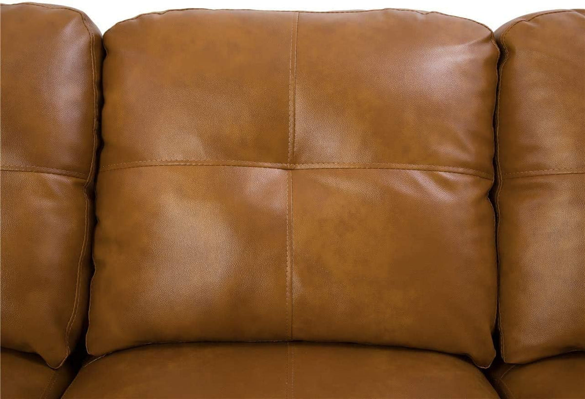 Caramel Leather Sectional Sofa with Storage Ottoman E8674