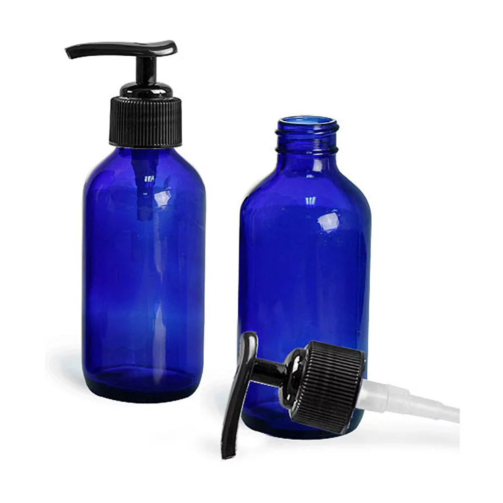 Cobalt Blue 4oz Glass Bottle with Pump Set of 6 J770
