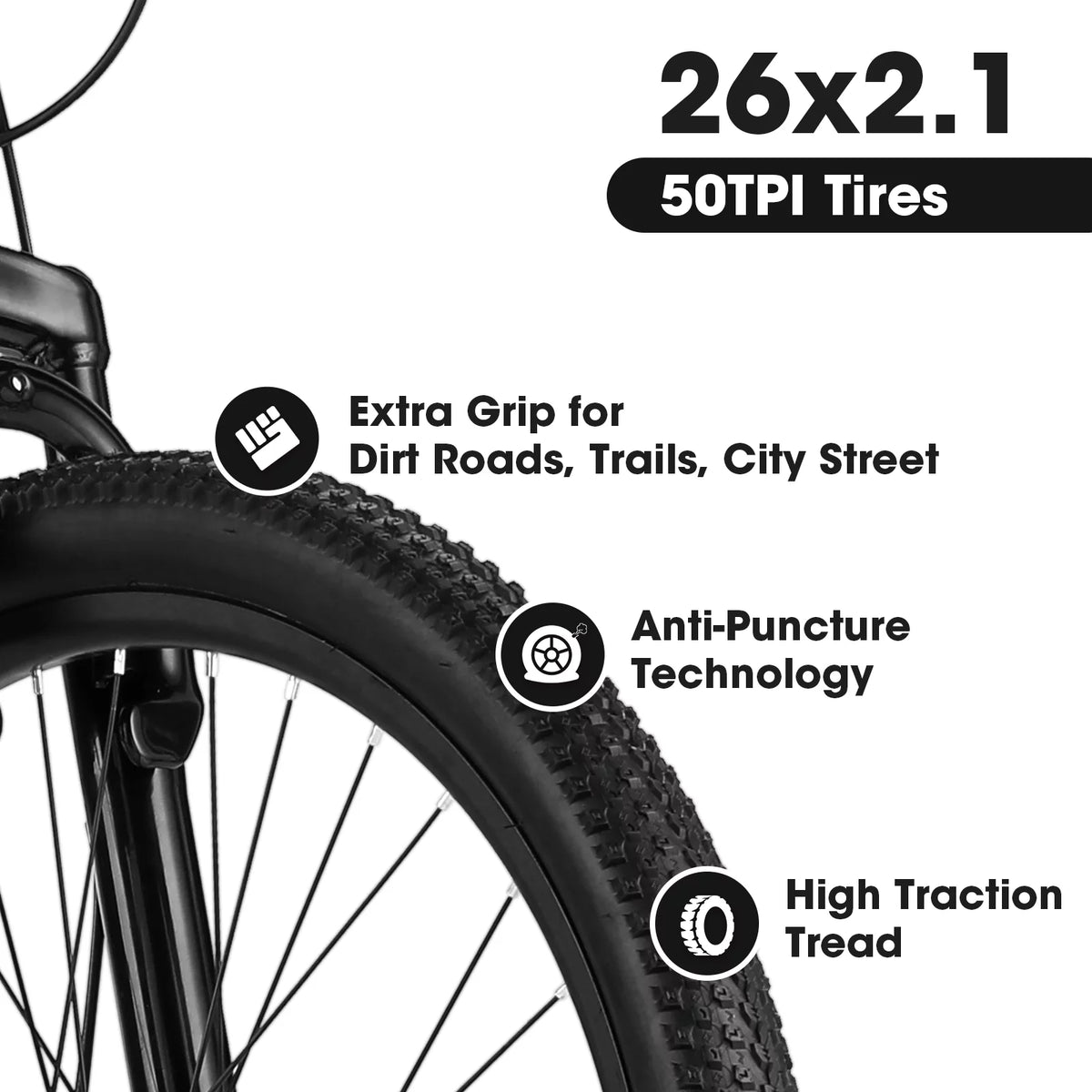 24 inch Mountain Bike with Dual Disc Brakes White S3735