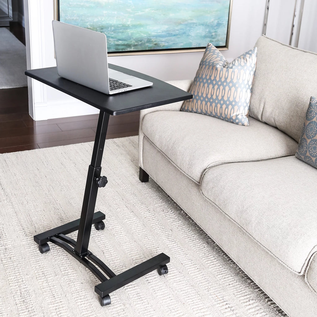 Black Height Adjustable Mobile Laptop Cart Desk with Wheels C452