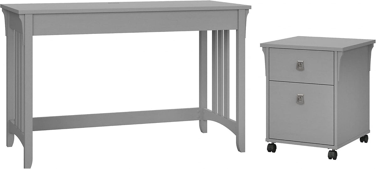 Cape Cod Gray Writing Desk with 2 Drawer Mobile File Cabinet K179
