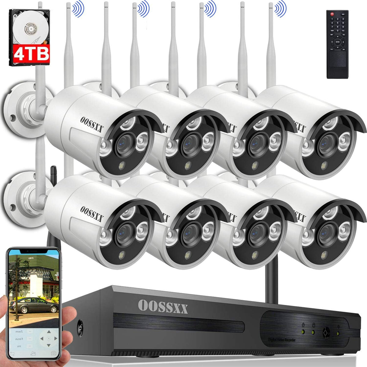 2K Wireless Security Camera System with 4TB HDD T6587