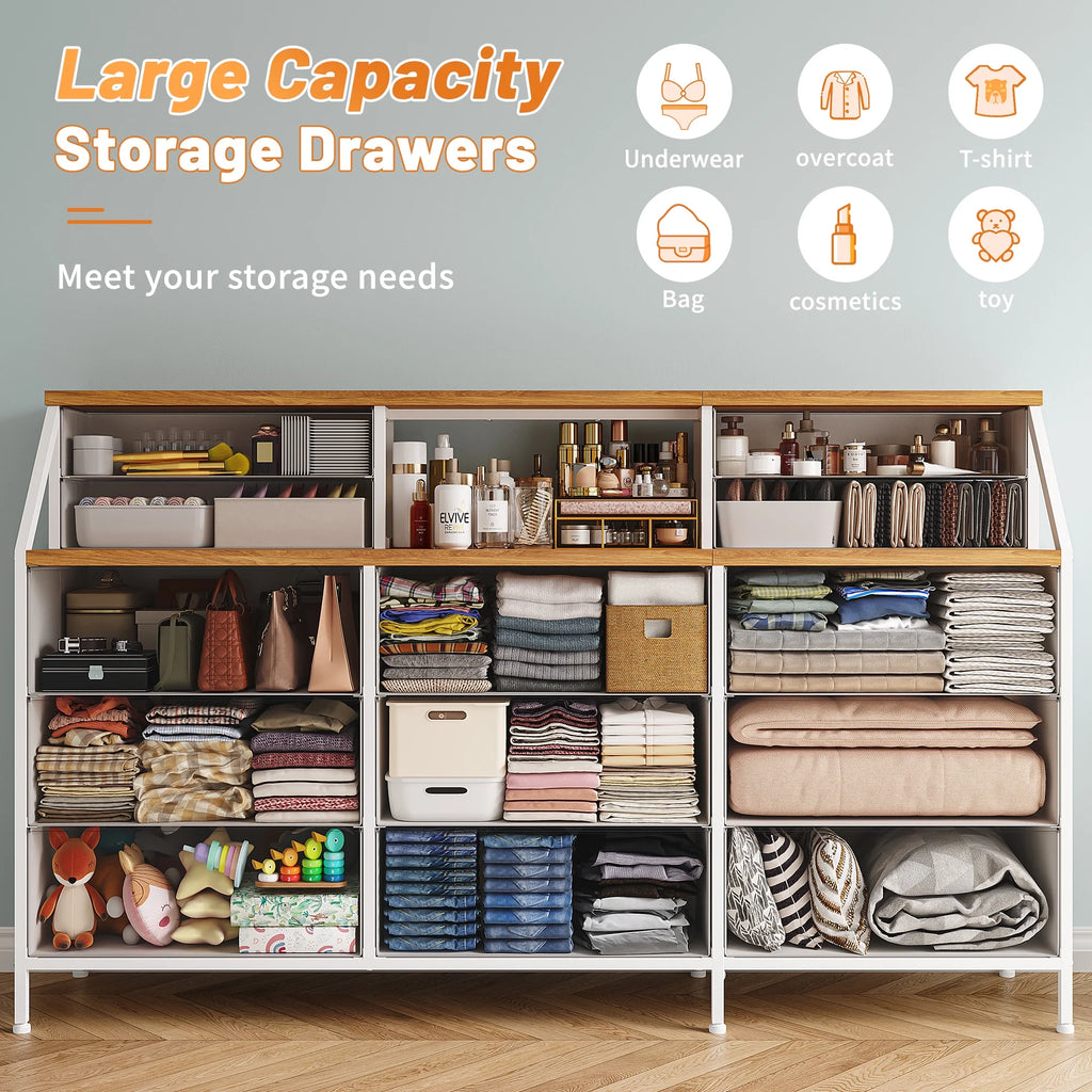 Black Fabric 13 Drawer Dresser Y45713
