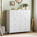 9 Drawer Fabric Dresser with Leather Finish Y122042