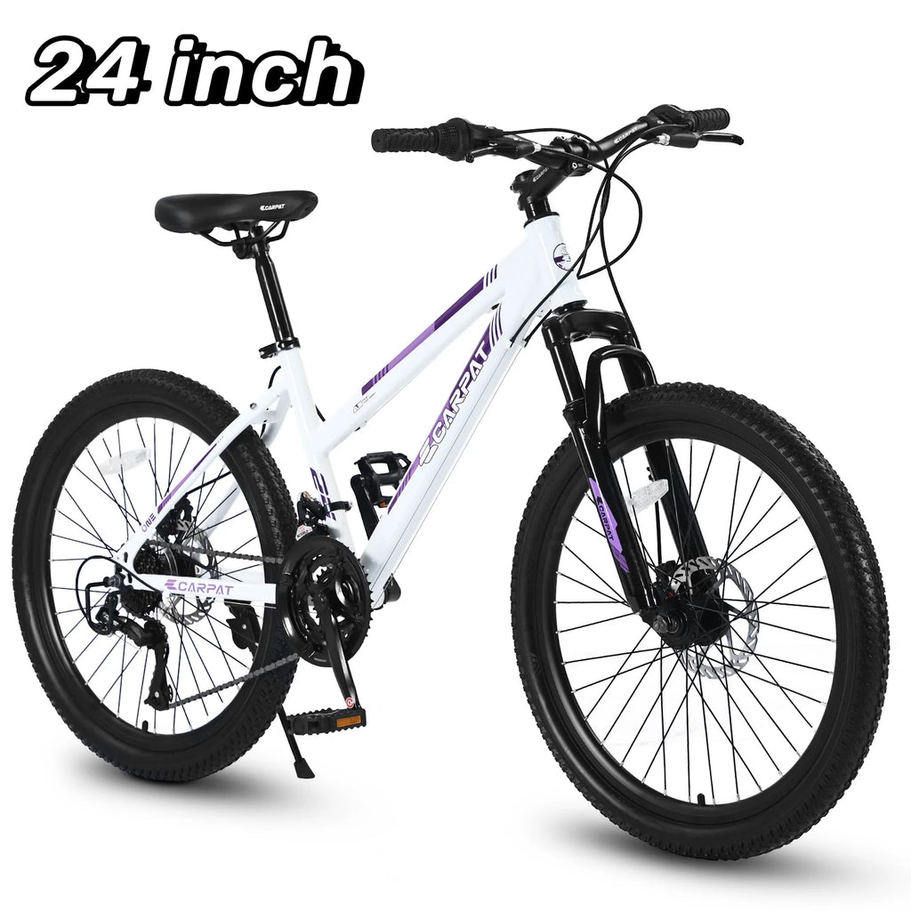 24 inch Mountain Bike with Dual Disc Brakes White S3735