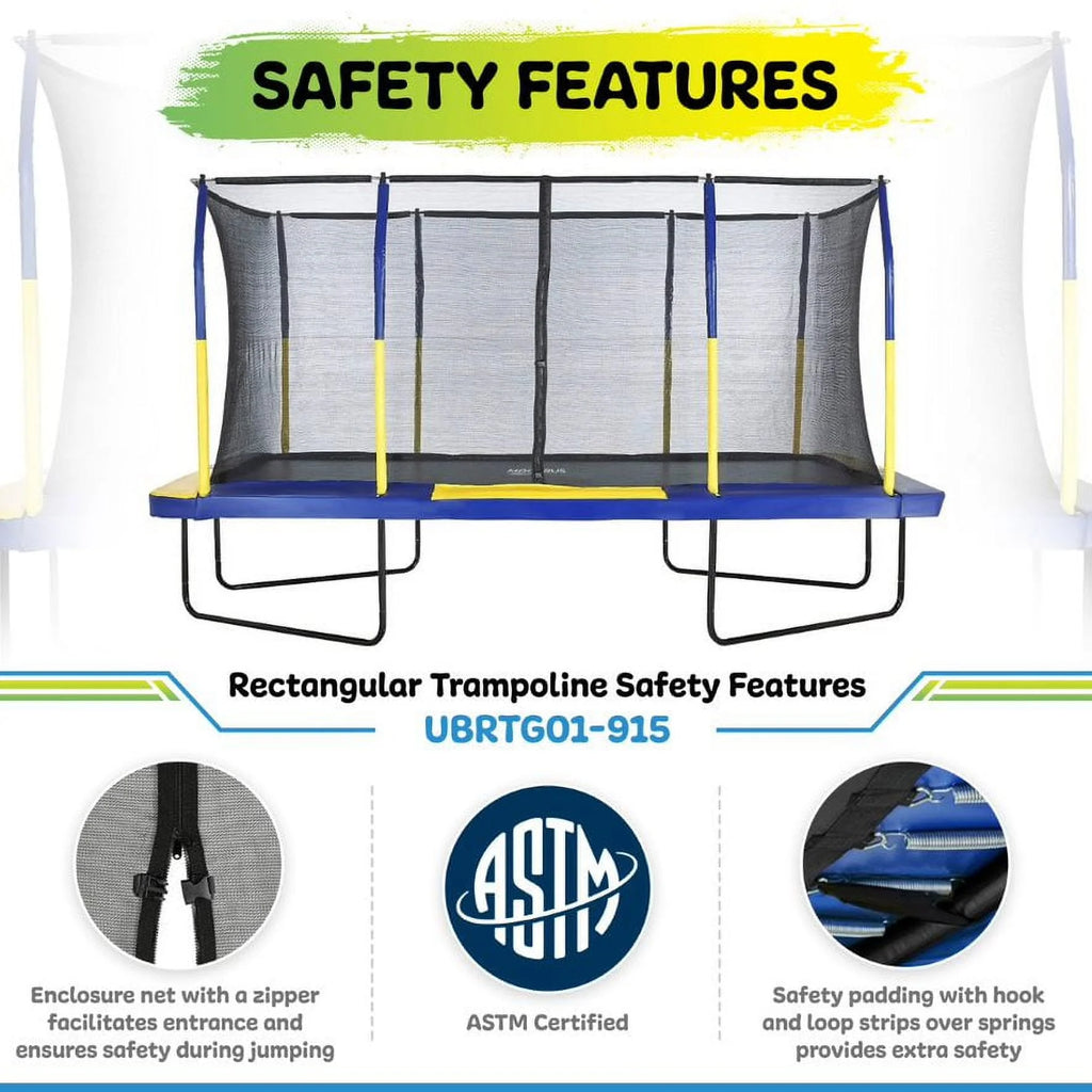 9' X 15' Rectangular Trampoline Set with Enclosure System M209699