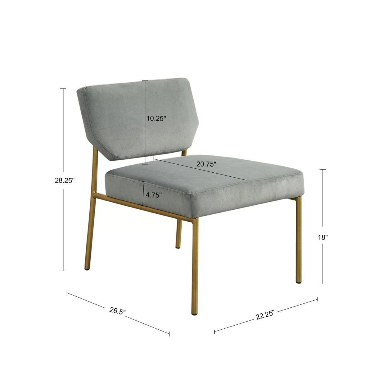 Gray Metal Frame Accent Sofa Chair I9777