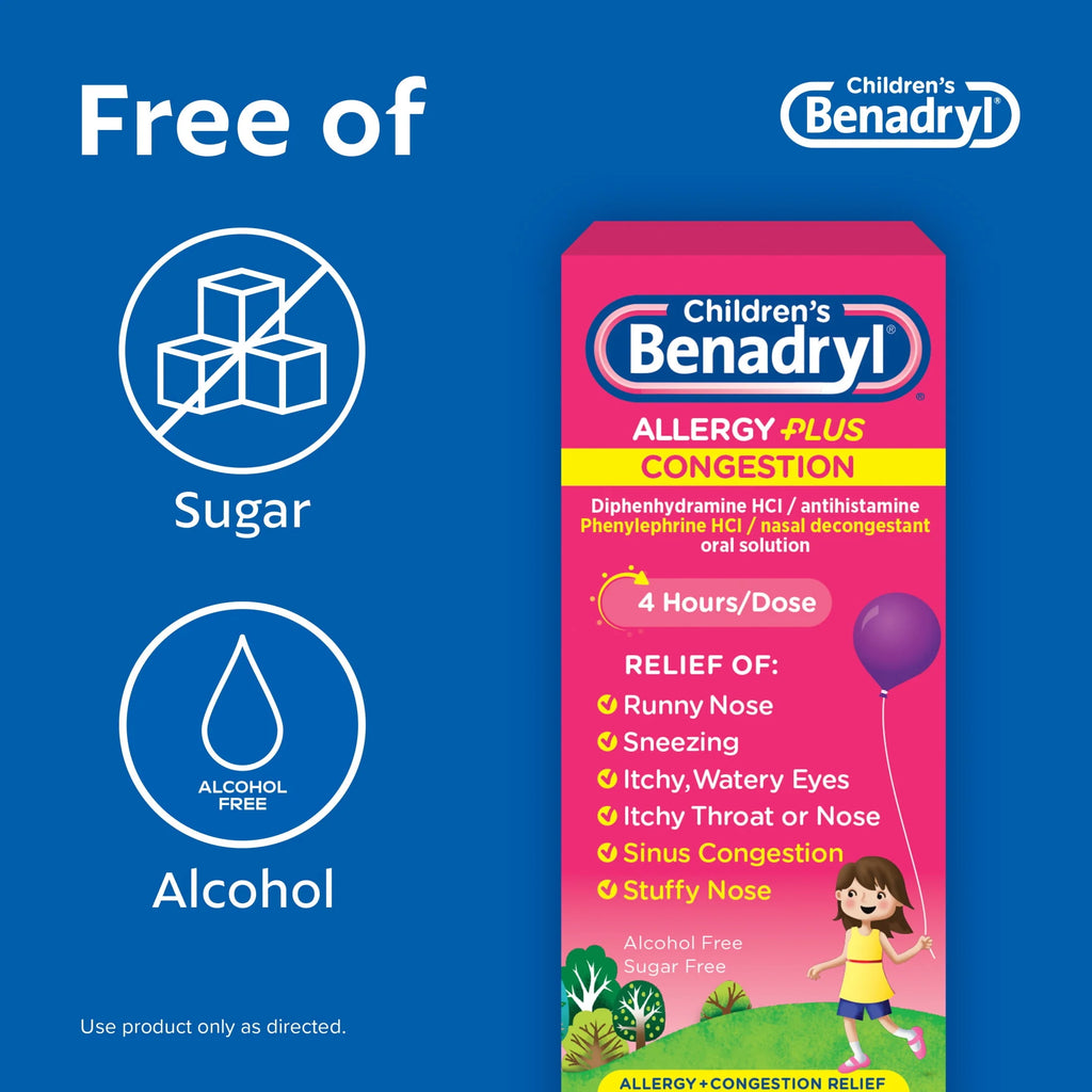 Children's Allergy Plus Congestion Relief Liquid, Grape, 4 fl. oz B710513
