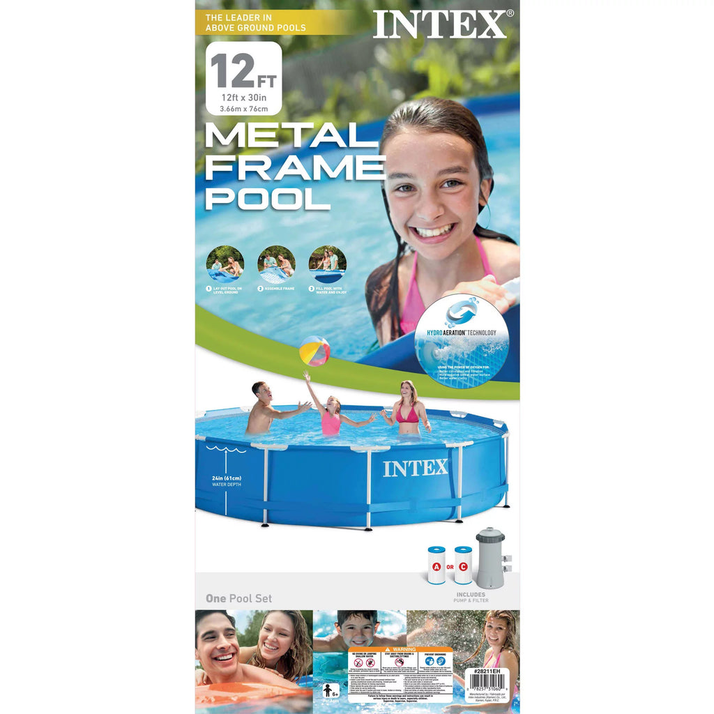 12' x 30" Metal Frame Above Ground Swimming Pool with Filter Pump L900