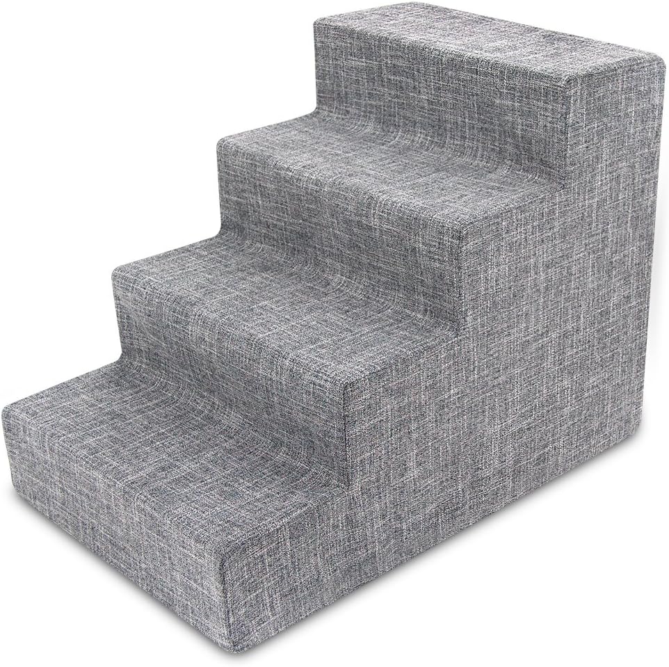 Dark Gray Linen 3-Step Pet Steps and Stairs D377791