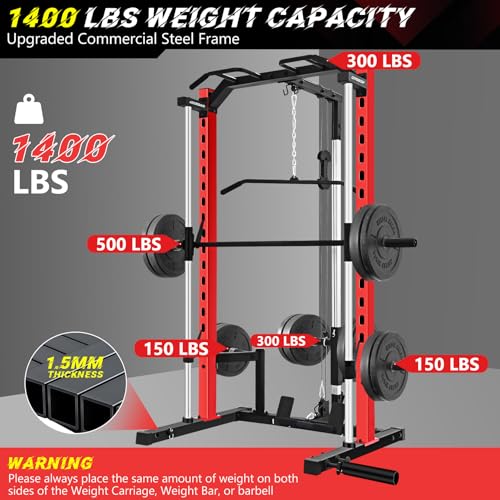 Smith Machine Squat Rack with LAT-Pull Down and Cable Crossover X729289