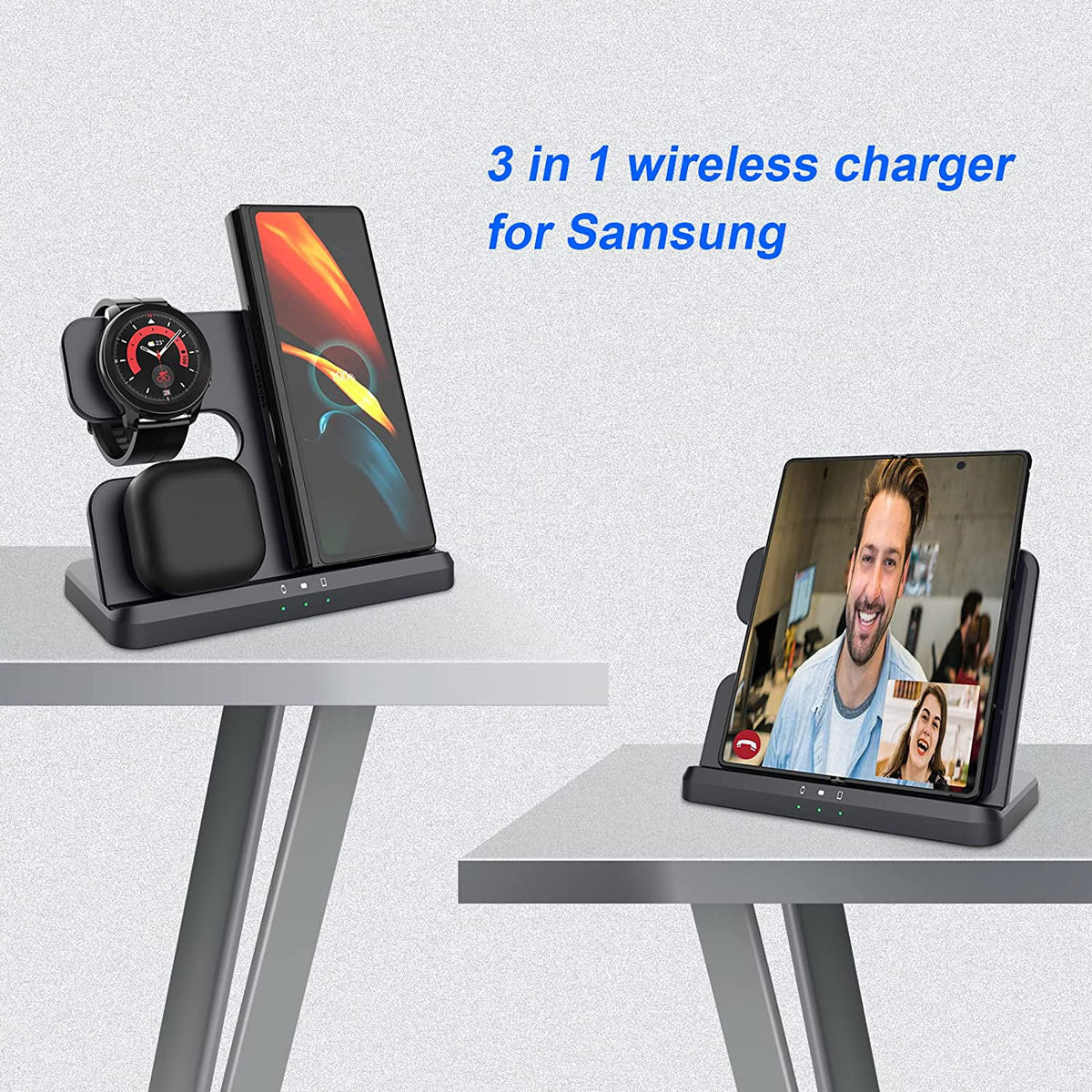 3 in 1 Wireless Charger Black Y5799