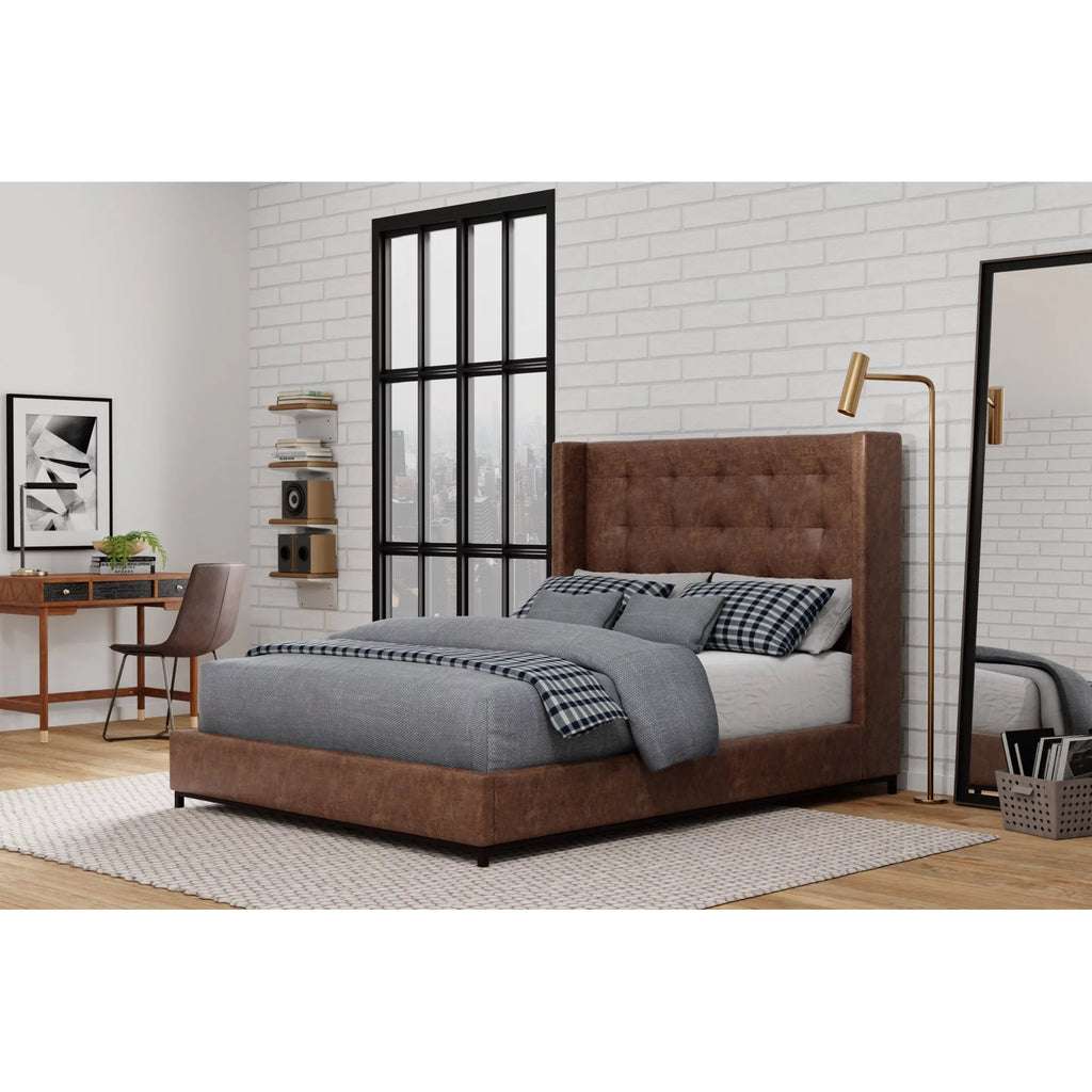 Brown Upholstered Full Platform Bed T911