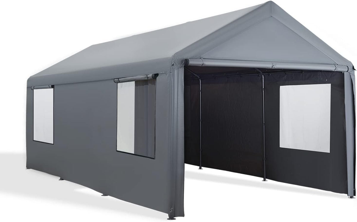 10'x20' Heavy Duty Carport with Roll-up Ventilated Windows V436