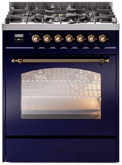 30 Dual Fuel Propane Gas Range in Blue with Bronze Trim G626358