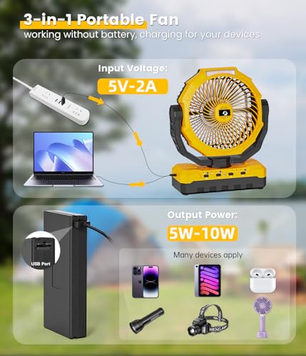 36000mAh Portable Camping Fan with LED & Remote Y317962