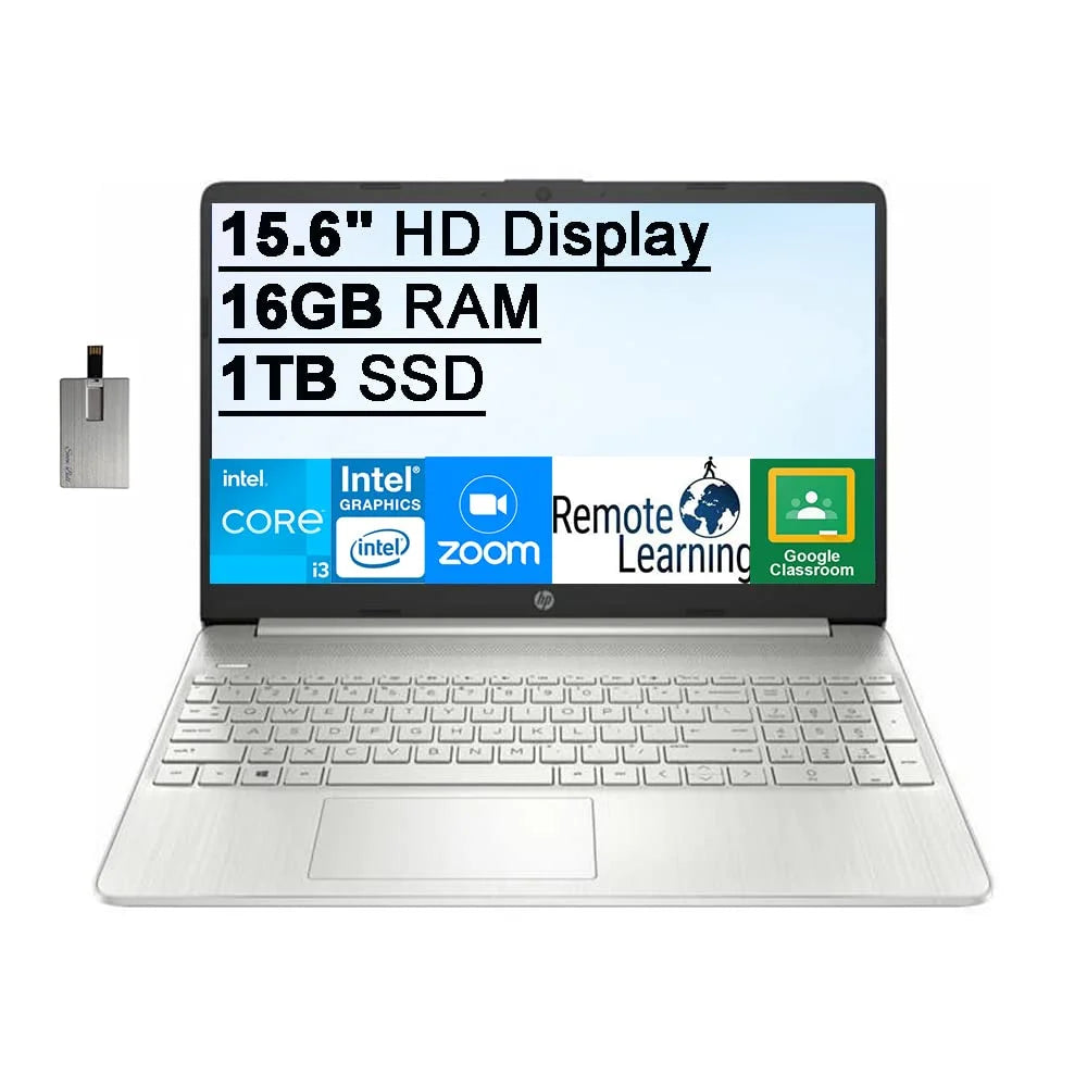 15.6" HD Laptop Computer, Intel Core i3, 16GB RAM, 1TB SSD, Silver H854777