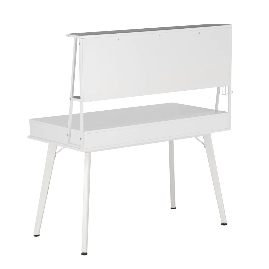 White Computer Desk With Storage & Dry Erase White Board M668543