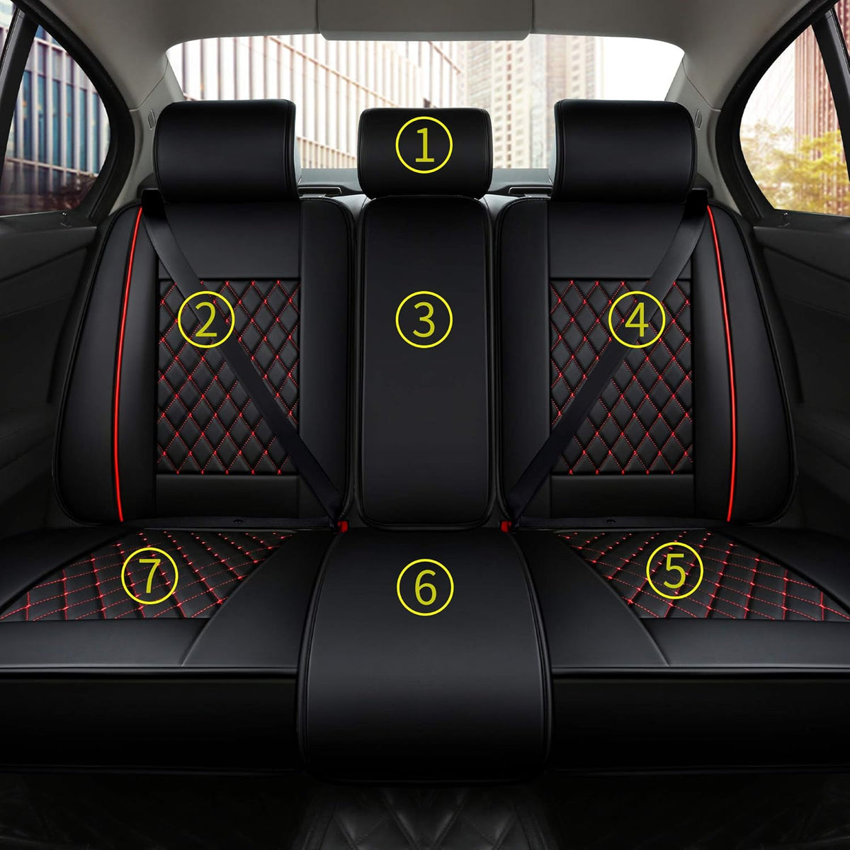 Synthetic Leather Car Seat Cushions Full Set N624