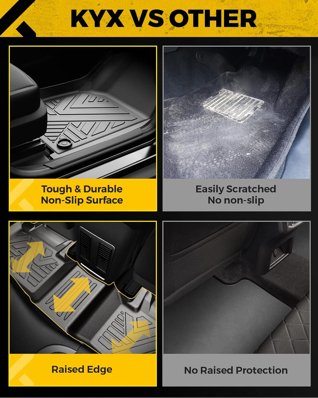 All Weather TPE Black Car Floor Mats Front & 2nd Row Z871
