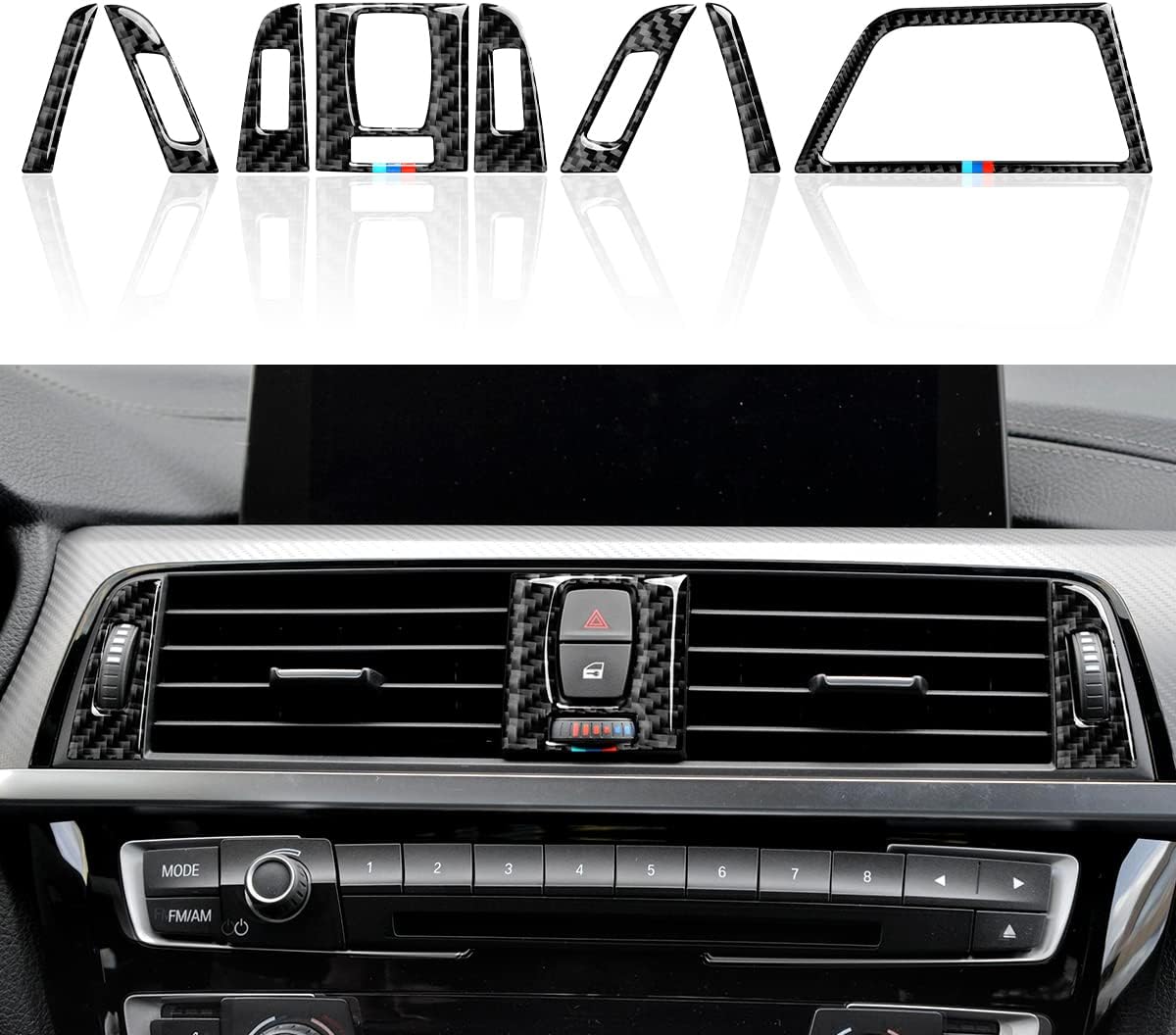 Carbon Fiber Gear Shift Panel Sticker Decal Pack of 2 P9473