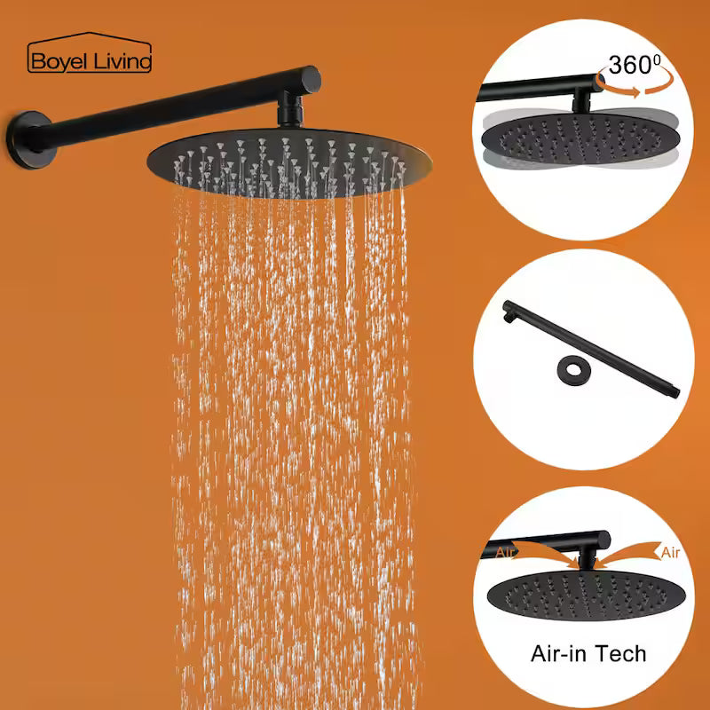 10 in. Wall Mount Dual Shower Heads with Rough-In Valve in Matte Black J837