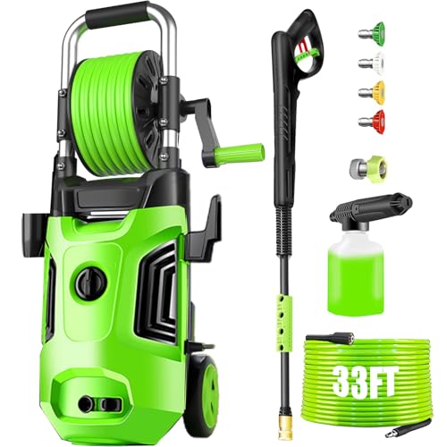 4800 PSI 4.0 GPM Electric Pressure Washer with 33ft Hose, 4 Nozzle and Foam Cannon, Blue G4976