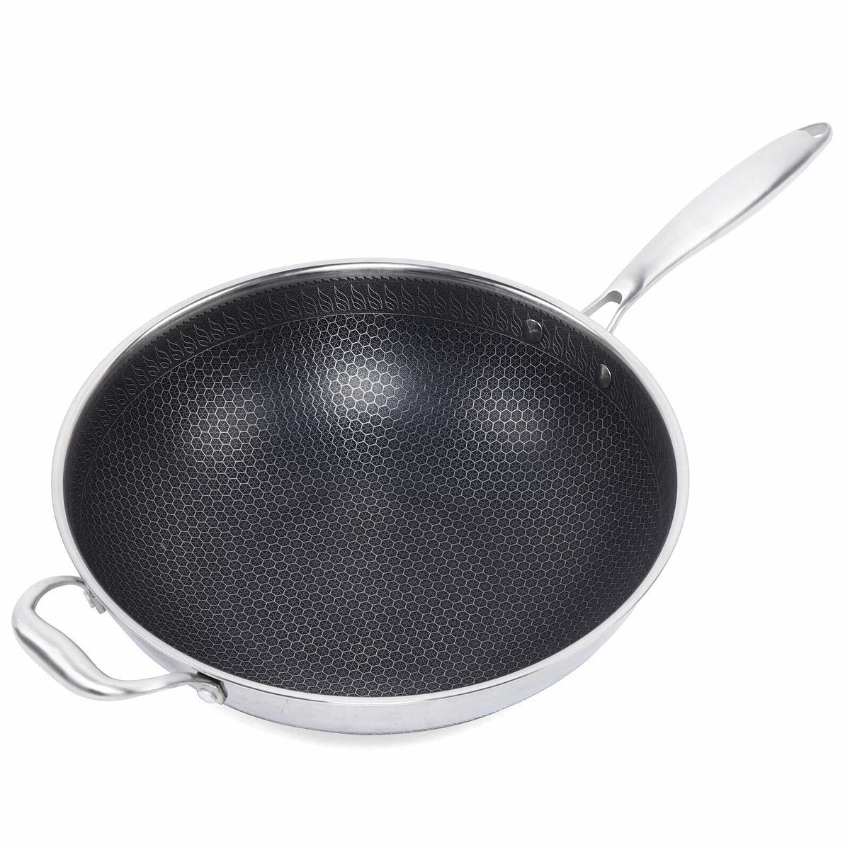 Double Sided Non-stick Frying Pan Stainless Wok with Glass Lid D909