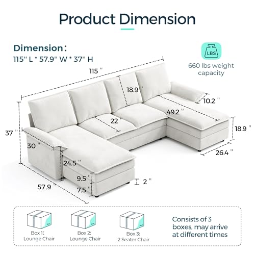 Beige Chenille U Shaped Modular Sectional Sofa with Chaise G962366