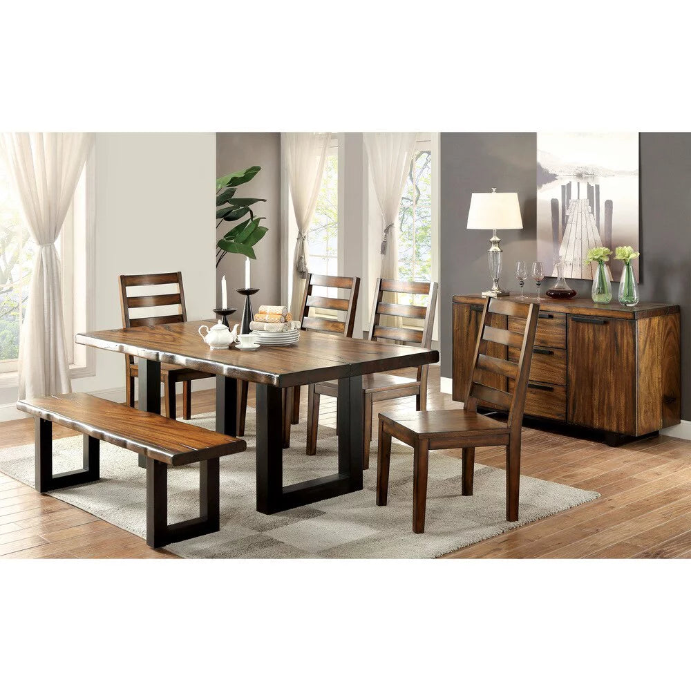 Rustic Oak Solid Wood Dining Bench Z977188