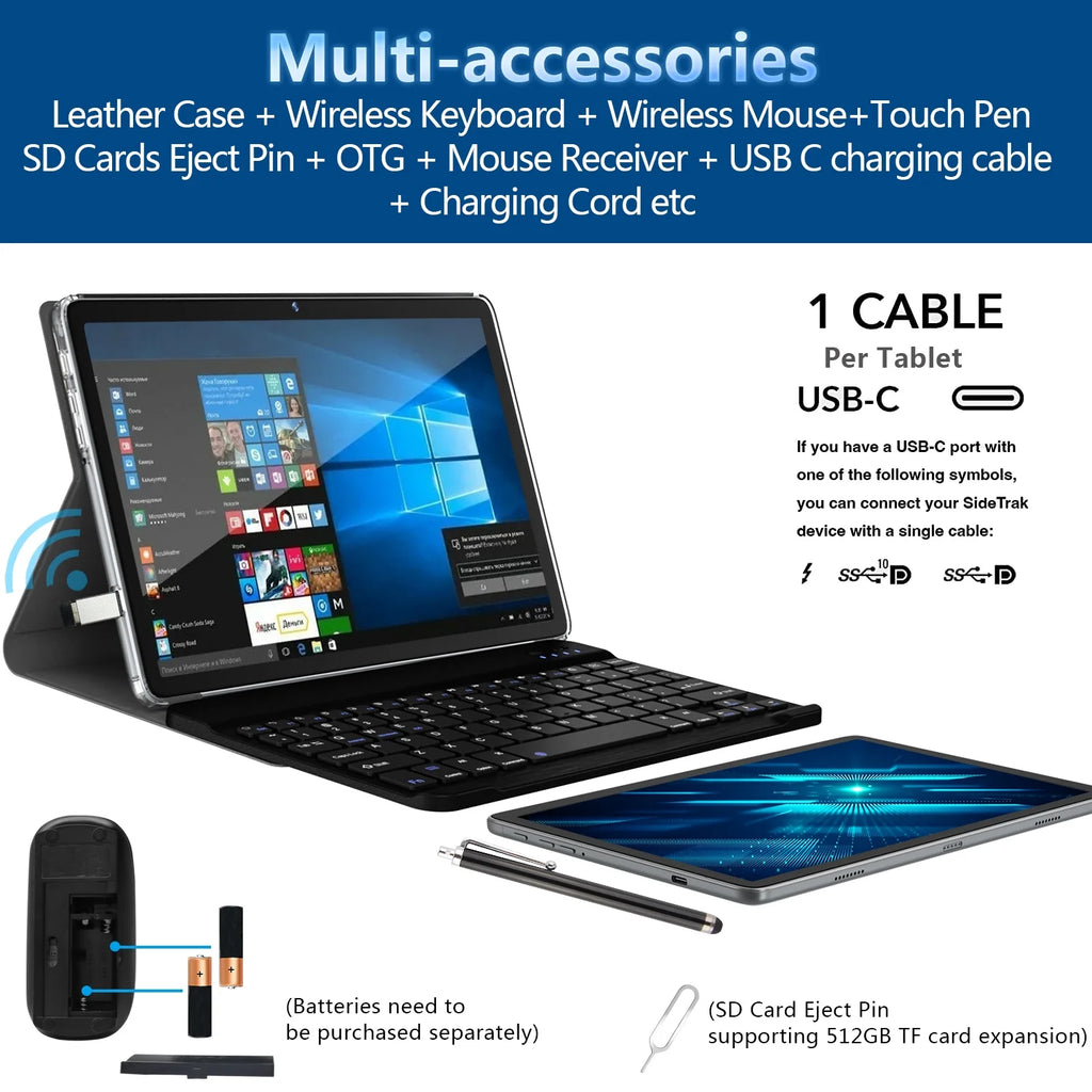 10.1 inch 128GB Android 12 Tablet with Keyboard K21596
