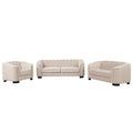 Beige Velvet 3-Piece Sofa Set with Rubber Wood Legs H893