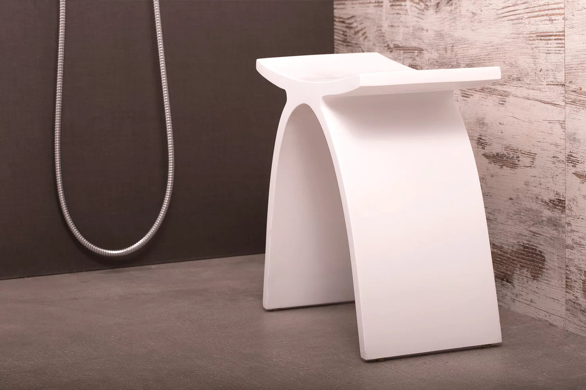 Matte White Solid Surface Bathroom Stool V56705