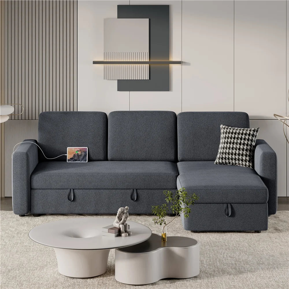 Light Gray Reversible Sleeper Sofa O18160