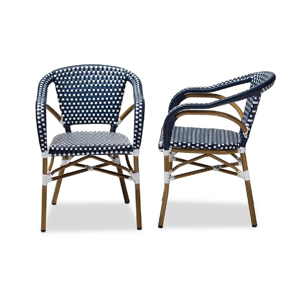 Navy and White Stackable Bistro Dining Chair Set C6095